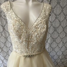 Morilee by Madeline Gardner Ivory Beaded Lace A-Line Wedding Dress Size 16 Lot#6