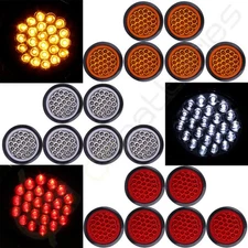 18pcs 4'' 24LED Side Marker Trailer Clearance Tail Lamps Round White& Amber &Red