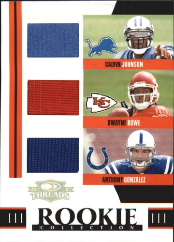2007 Donruss Threads Rookie Triple #3 Calvin Johnson Bowe Gonzalez Jersey /500