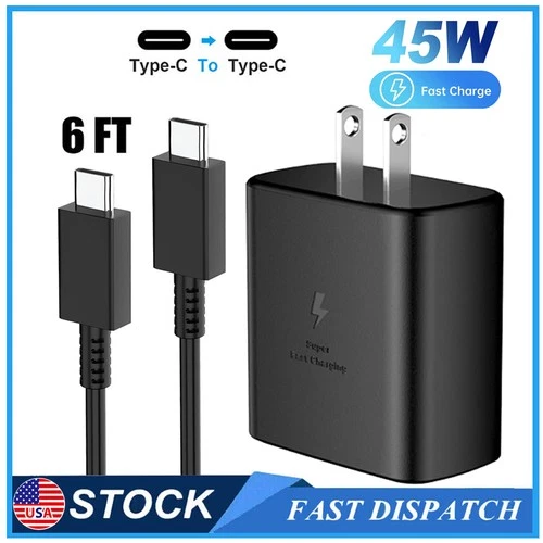 45w Type USB-C Super Fast Wall Charger +6FT Cable For Samsung Galaxy S23 S22 S21 - product listing photo