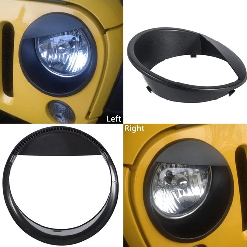 Accessories Headlight Bezels Cover Trim for 2007-17 Jeep JK Wrangler & Unlimited - Picture 10 of 12