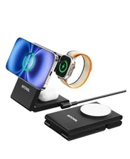  3-in-1 Magnetic Charging Station, Travel Foldable Charging Dock for Black