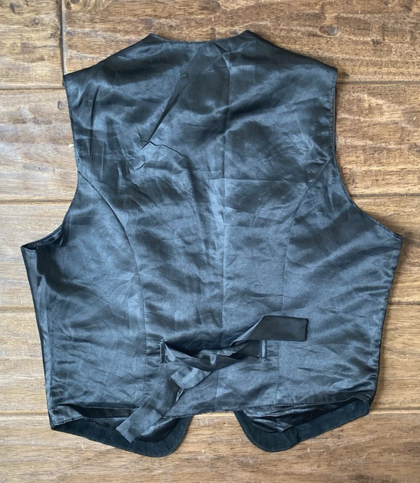 Vintage Wrangler Genuine Black  Leather Vest Women's Medium Western Cowboy - Image 2 of 4