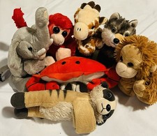 WILD REPUBLIC Plush Slap Bracelet Lot Crab Giraffe Elephant Wolf Meerkat Monkey