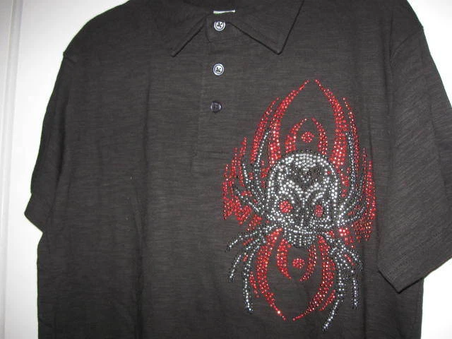 New CHAMS Boys SHIRT with SPIDER SKELETON 10 12 14 Red/Black knit short sleeve - Image 2 of 4