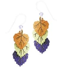 Sienna Sky Triple Poplar Fall Autumn Leaves Pierced Earrings ~Made in USA~