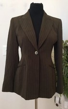 NWT Harve Benard Women's Brown Stripe Polyester Blend Blazer Jacket Size 8P