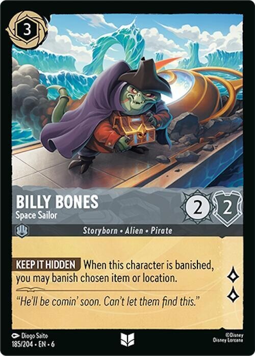 Lorcana Billy Bones - Space Sailor 185/204 Uncommon Normal Azurite Sea NM MLC