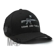 Flexfit Brushed Come And Take It US Flag on Side Rifle Weapon 2nd Amendment Cap