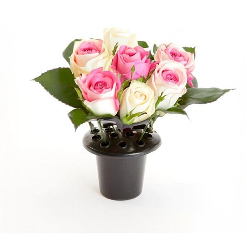 Flower Supplies Flower Vase Black Lid Flower Headstone Holder - Picture 3 of 6