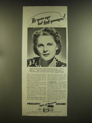 1939 Phillips' Milk of Magnesia Creams Ad - Be your age but look younger