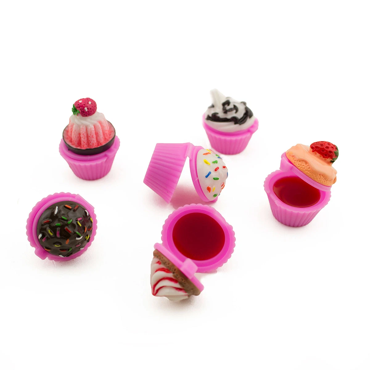 Cupcake Novelty Lip Gloss Lip Balm Set Girls Birthday Party Favors Goodie Bags