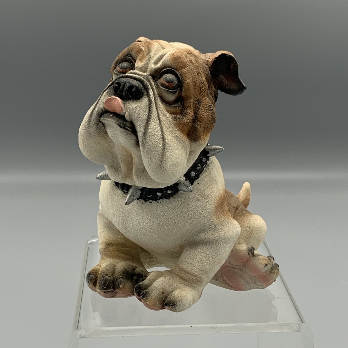 Vintage Olde English Bulldogge Figurine Paperweight Spiked Collar