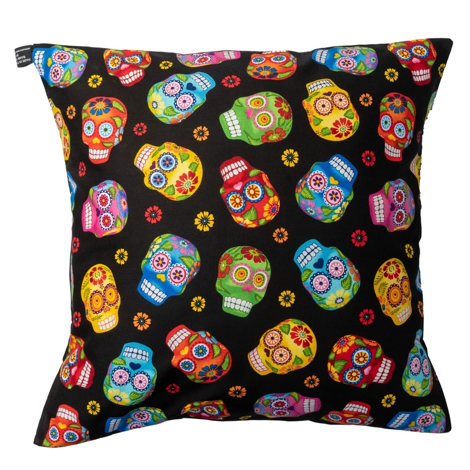 Housse De Coussin En Forme De Crâne En Sucre Pour Canapé 18" X 18" Halloween - Photo 1/1
