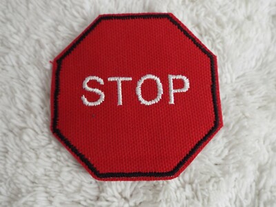 Red Stop Sign 2-5/8'' Embroidery Iron-on Patch (E13)