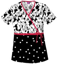 Minnie Mouse Cherokee Scrubs Tooniforms Disney Mock Wrap Top 6625C MKBM