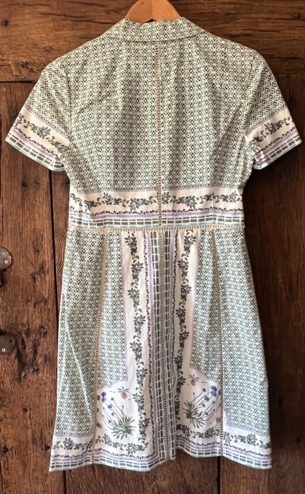 Abito camicia Tory Burch Talia botanico floreale passerella cotone croccante us6 uk 8 10