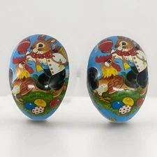 Vintage German SET OF 2 Paper Mache  Bunny Egg Containers