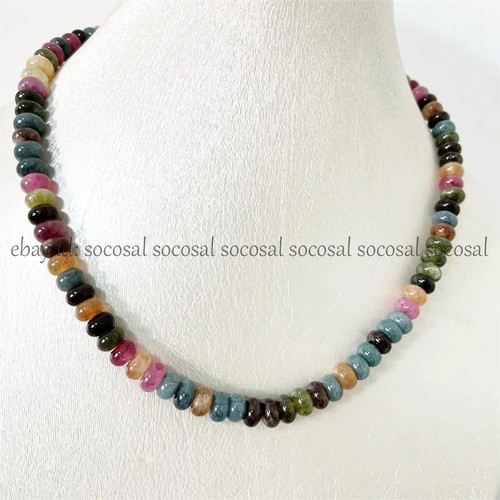 Set orecchini collana perle pietre preziose rondelle tormalina colorata naturale - Foto 7 di 18