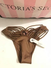 Victoria's Secret Strappy Swim bikini Brazilian Bottom Brown NWT
