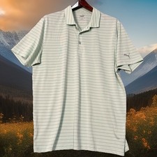 PUMA XL Mint Green Striped Polo Golf/Casual Shirt Short Sleeve Collared Logo