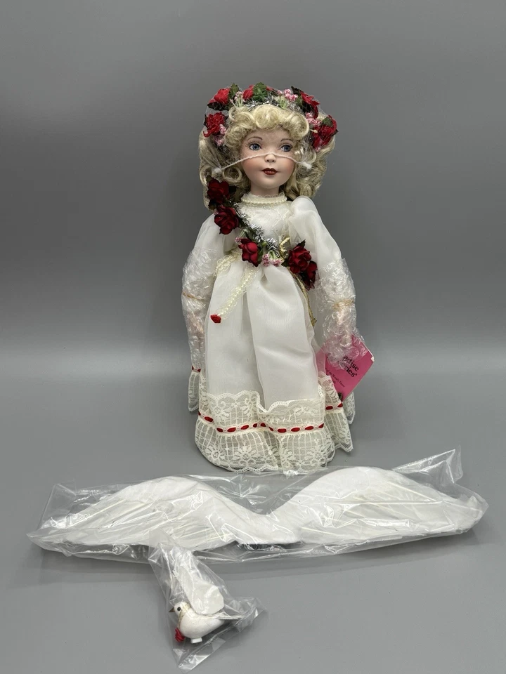 Vintage Paradise Galleries Angel Of Love Porcelain Doll 13” W/ Wings, Box, & COA - Image 2 of 4
