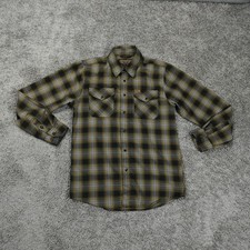 Dixxon Flannel Company Shirt Mens Small Pearl Snap Plaid Brownells Outdoor Brown