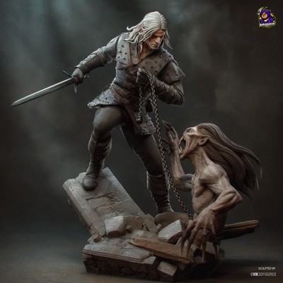 Geralt - Witcher (books series) - Fan Art Figur - 3D Resin Print 251mm