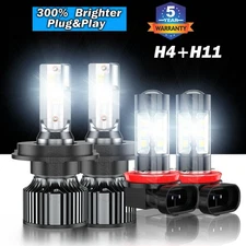 6500K LED Combo Headlight Hi/Lo Fog Light Bulbs Kit for Toyota Tundra 2014-2021