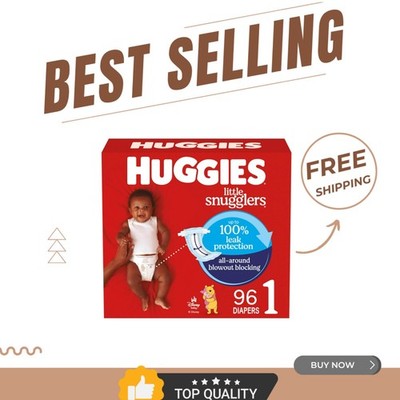 Size 1 Little Snugglers Baby Diapers, 96 Count - Gentle Absorb & Leak Protection