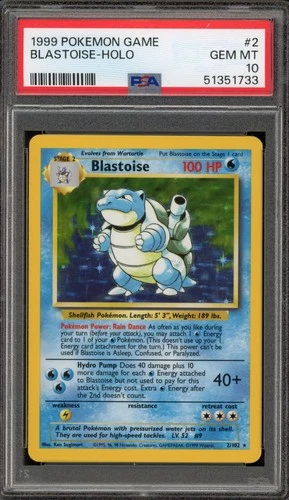 Pokemon Blastoise Base Set Unlimited Holo Rare #2 PSA 10 Gem Mint