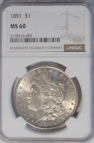 1891 morgan dollar NGC MS60 ~
