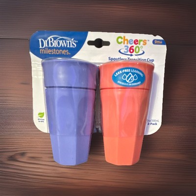 Dr. Brown s Milestones Cheers 360 Spoutless Sippy Cup 2-Pack Purple Pink