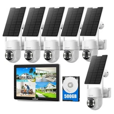 Wireless CCTV Camera System with Monitor NVR 4MP Solar Security Cameras Outdoor