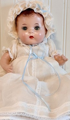 Vintage 1930 s Effanbee Princess Beatrix 14  Doll With Dress & Bonnet Blue Eyes