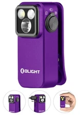 Olight Oclip Pro Purple Clipon Flashlight, Floodlight Spotlight/Red Light, 500 L