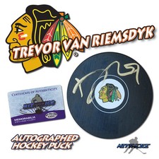 TREVOR VAN RIEMSDYK Signed CHICAGO BLACKHAWKS Puck w/COA - 