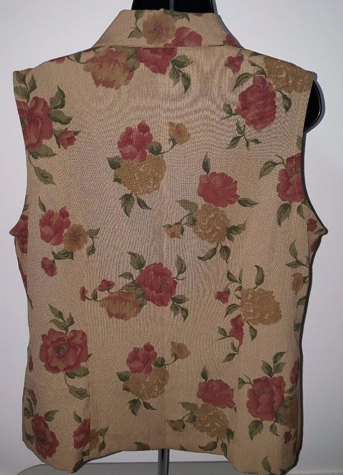 Miss Dorby 女式衬衫上衣 18 码棕色勃艮第绿色花卉 — 第 3/4 张图片