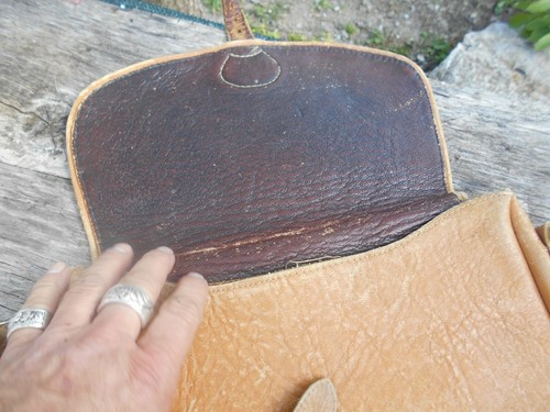 SAC PORTE EPAULE ARTISANAT ? CUIR EPAISSEUR +++ LOOK HIPPIE VINTAGE MARRON ABE - Picture 3 of 12