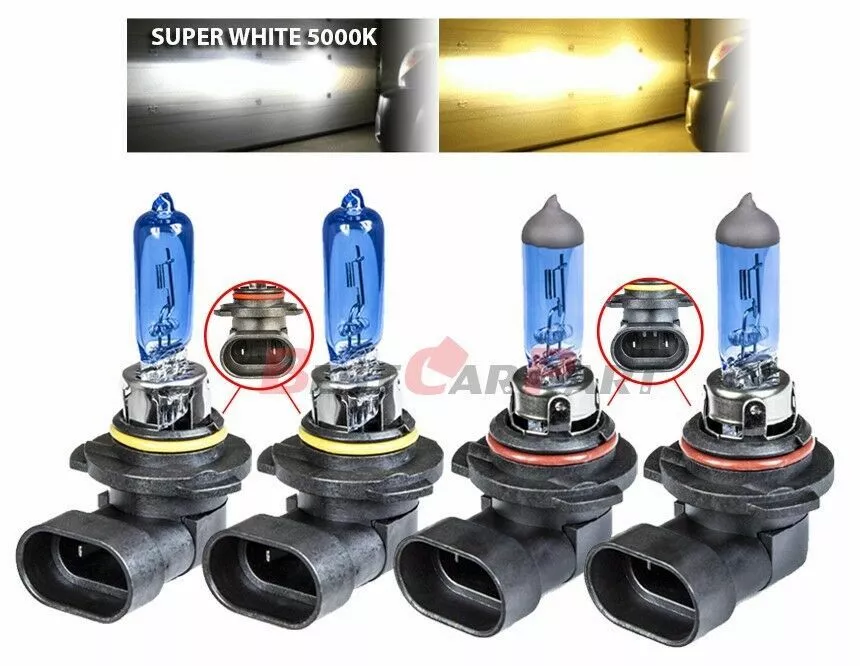 9005 9006 Xenon HID Headlight High Low Beam Halogen Bulbs Combo 5000K 1001