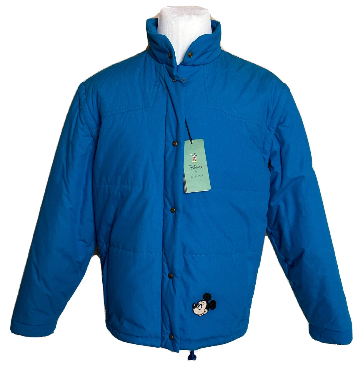 Gucci Uomo Topolino Disney Giacca Blu con Felpa con Cappuccio Large (42 US) 608978 Nuovo con etichette