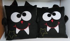 2 RARE Pier 1 Halloween Pillow Set Vampire Bat Set 11" x 13" Used Black Pair HTF