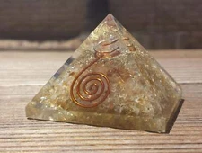 EXTRA LARGE (70-75mm) CITRINE ORGONE GEMSTONE X-LARGE PYRAMID ORGONITE