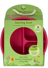 green sprouts Pink Learning Bowl Silicone Heat Resistant Suction Sectioned 9mos