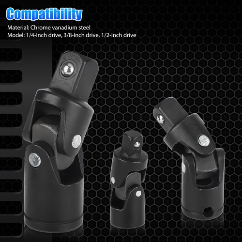 1/4 3/8 1/2inch Drive Swivel Impact Universal Joint Socket Set Adapter Tool Kit - Picture 12 of 12