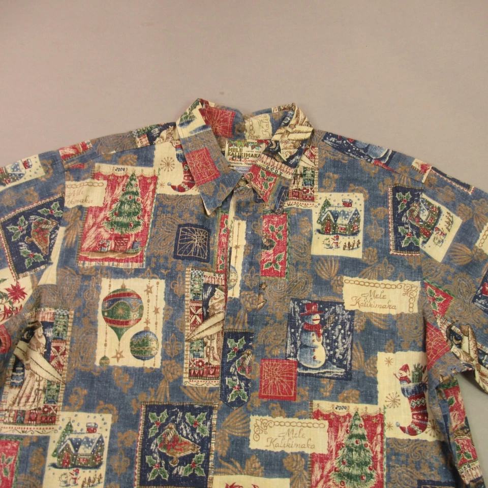 Reyn Spooner Shirt Mens XL Short Sleeve Button Front Mele Kalikimaka Vtg - Image 3 of 4
