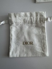 One Christian Dior White Mini Drawstring Cotton Dust Bags Jewelry Storage Pouch