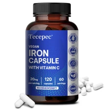 Best Iron Supplement , Low iron 120 Capsules, Anemia Supplement Non-Constipating