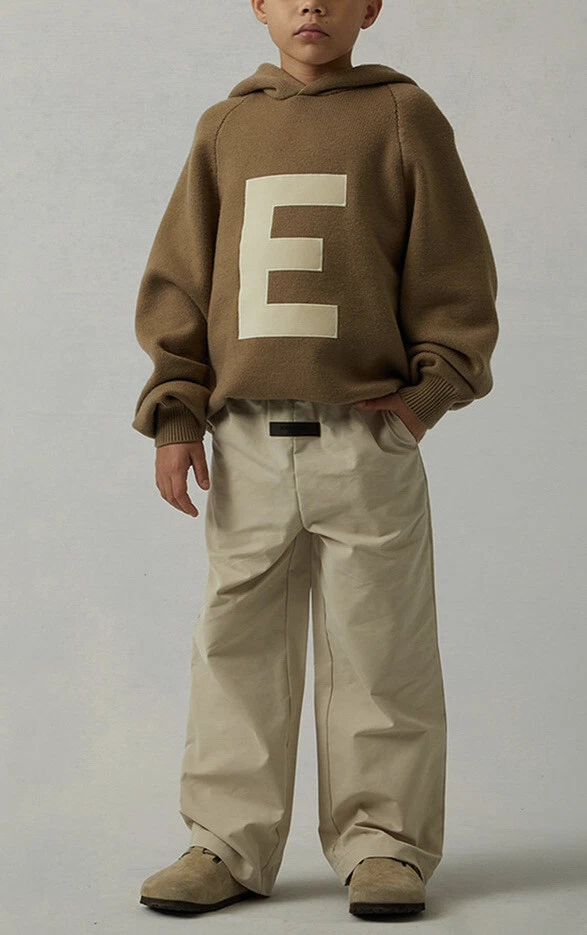 BNWT Authentic Essentials Fear Of God Kids Wheat Tan Relaxed Trousers Pants 12