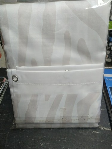 tenda doccia 240x200 Tessuto Poliestere Bianco A Onde Grigio Impermeabile - Foto 6 di 9